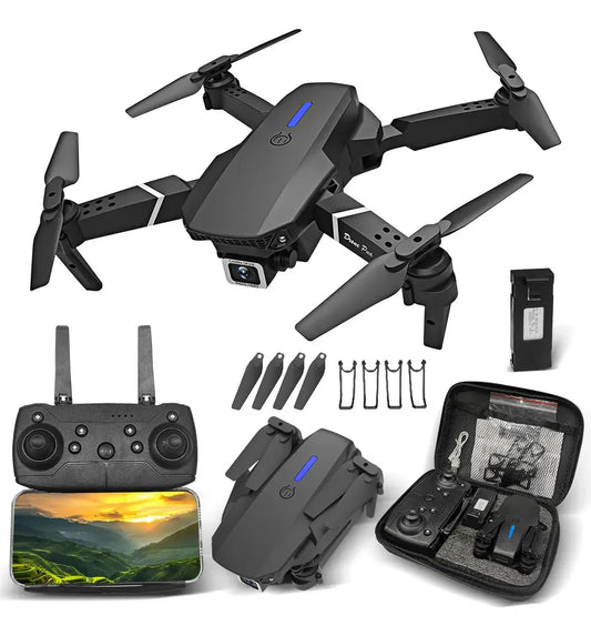Dron 4K FlyMax plegable con control remoto y estuche