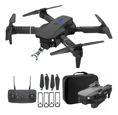 Dron FlyMax abierto con todos sus accesorios
