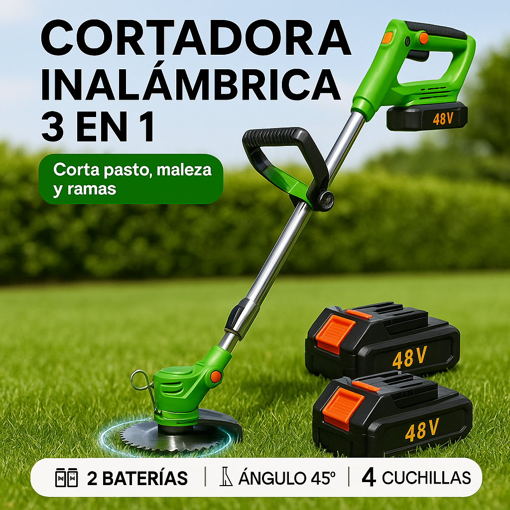 Cortadora Inalámbrica Recargable TurboBlade + 2 Baterías 48V de Regalo [ÚLTIMAS UNIDADES]