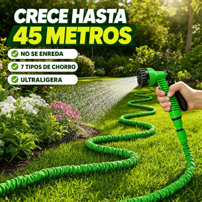 Manguera Mágica expandible de 45 m con pistola de 7 funciones